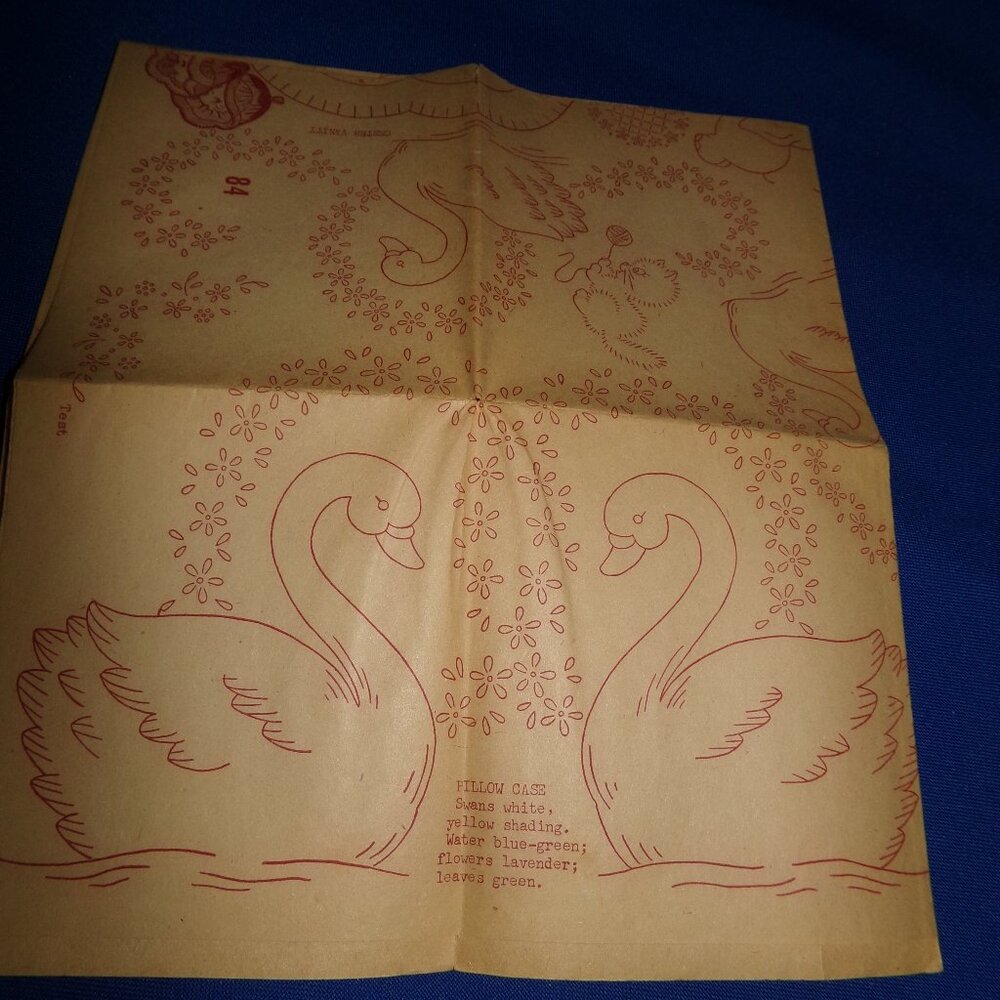Vintage Pattern Transfer Sheet - Embroidery - Alphabet, Bears, Swans, Applique